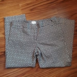 Crop Black White Patterned Dress Casual Pants